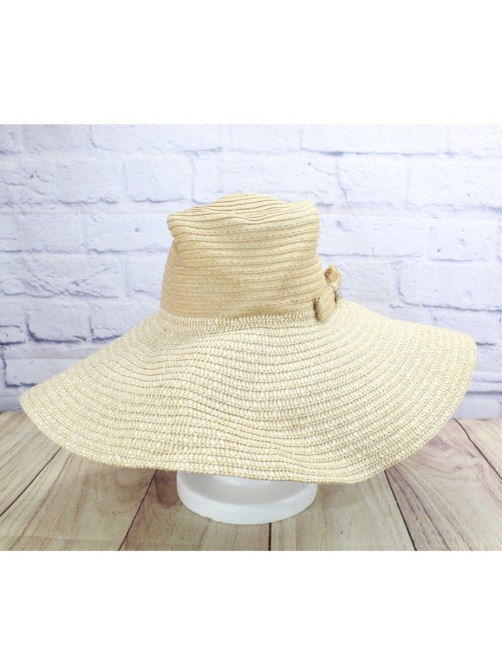 L’Atelier Du Sac Made in Italy Tan Paper Straw Floppy Wide Brim Sun Hat One Size